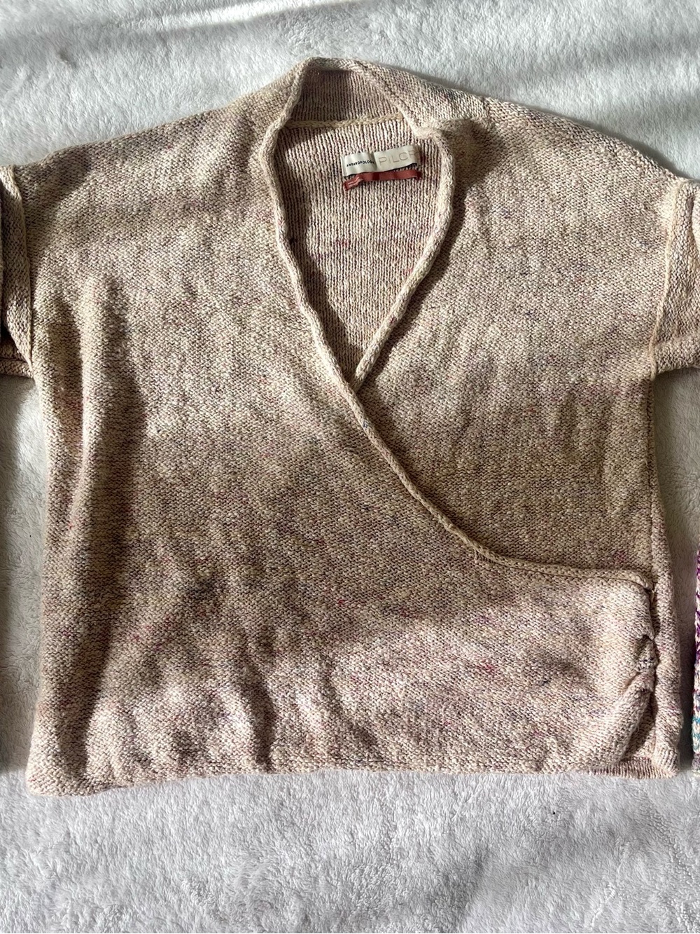 Anthropologie Heathered Blush Wrap-Front Sweater